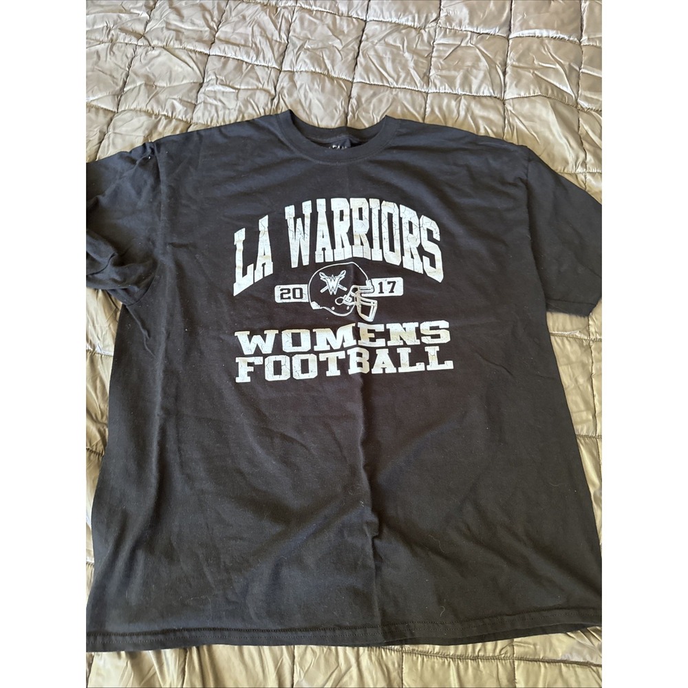 LA Warriors Women's Football T-shirt Size XL Black Men's Rare Defunct‎ Team